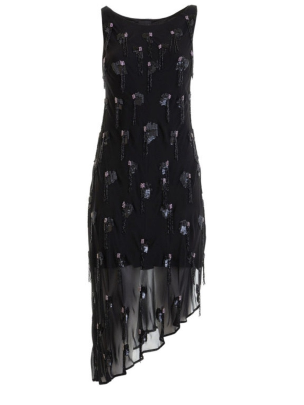Just Cavalli Black Beaded Asymmetrical Evening Dress